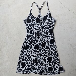 Outdoor Voices Black And White Leopard Print Lined Tennis Dress